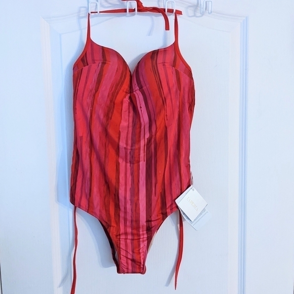LA PERLA watercolor cosmic pink one piece swimsuit size 36B NEW A8 - Picture 2 of 9